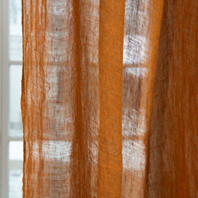 BOHEMIA Leinen-Gardine orange-goldbraun meliert aus leichtem, offen gewebtem, transparentem Stoff