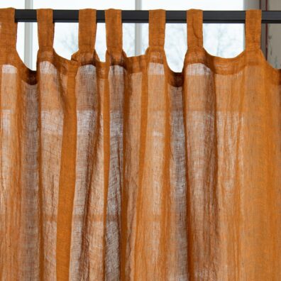 BOHEMIA Leinen-Gardine orange-braun meliert mit Schlaufen