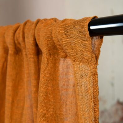 Leinengardine orange-braun meliert leicht, transparent