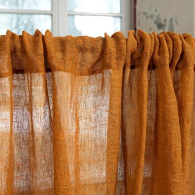 BOHEMIA Leinen-Gardine orange mit Stangendurchzug