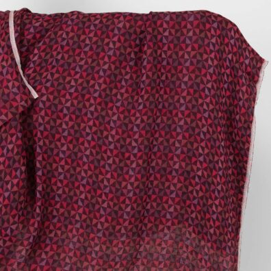 Leinenstoff Jacquard dunkelrot mit geometrischem Muster gewaschen