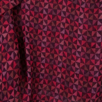 Leinenstoff Jacquard dunkelrot mit geometrischem Muster gewaschen, zum Nähen von Kleidung und Heimtextilien geeignet