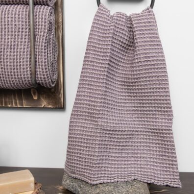 BINGO Halbleinen-Handtuch beige-violett meliert