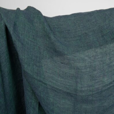 Leinenstoff transparent grün-blau gewaschen, zum Nähen von Gardinen und Schals geeignet