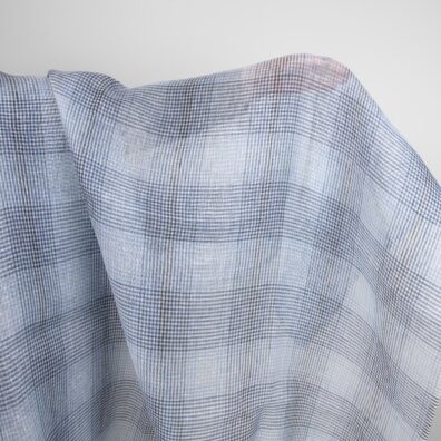 Leinenstoff transparent blau kariert