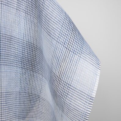 Leinenstoff transparent blau-weiß kariert