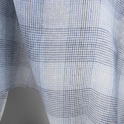 Leinenstoff transparent blau kariert, zum Nähen von Schals, Gardinen geeignet
