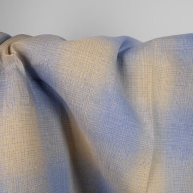 Leinenstoff blau-beige kariert mit Farbverlauf