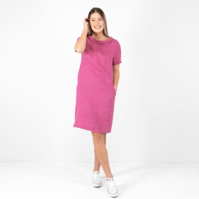 MATILDE Leinenkleid beerenrot