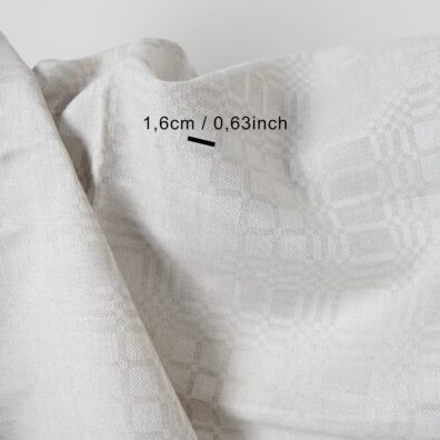 Leinen-Baumwollstoff weiß-naturgrau meliert, kariert, in Köperbindung gewebt