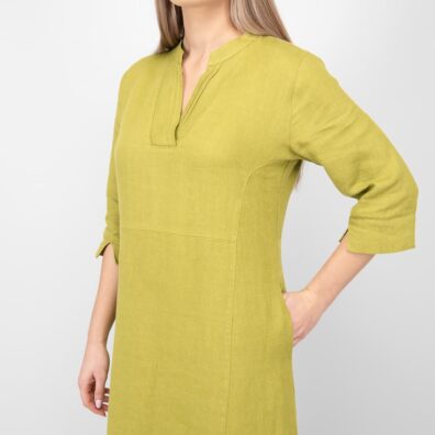 Leinenkleid apfelgrün mit Taschen
