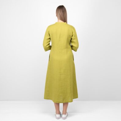 Leinenkleid apfelgrün wadenlang, in einem A-Schnitt
