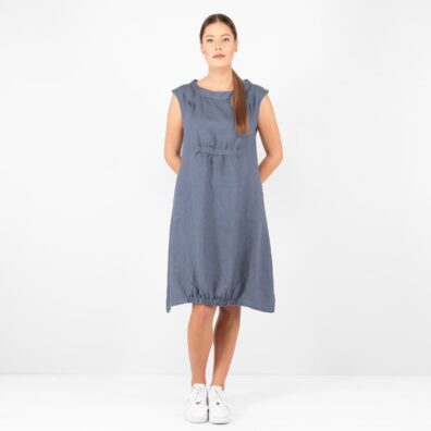 VIKI Leinenkleid blaugrau