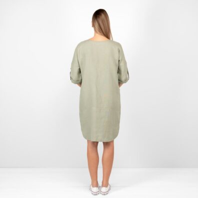 Leinenkleid altgrün knielang