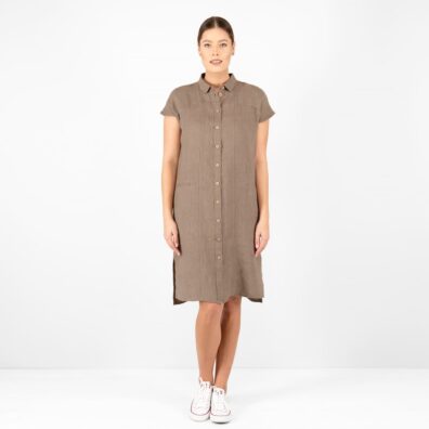 GINA Leinenkleid braun