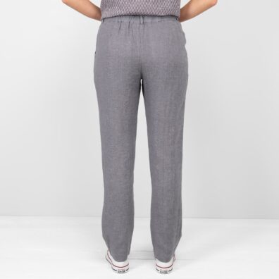 Leinenhose dunkelgrau in gerader lockerer Silhouette