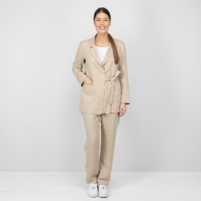 Leinenjacke taupe mit langen Ärmeln
