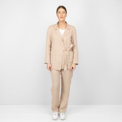 Leinenjacke taupe mit großen Taschen vorne