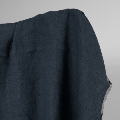 Leinenstoff jeansblau-dunkelblau meliert gewaschen, zum Nähen von Kleidung und Heimtextilien passend