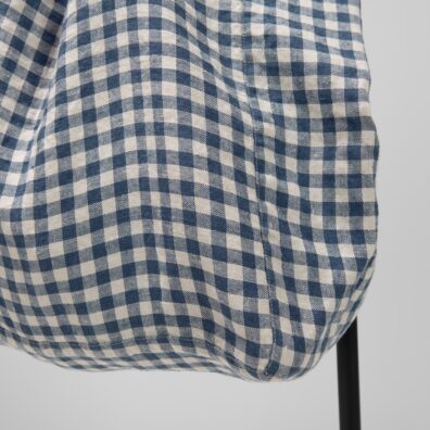 Leinentasche blau-beige kariert, speziell gewaschen, weich, geschmeidig