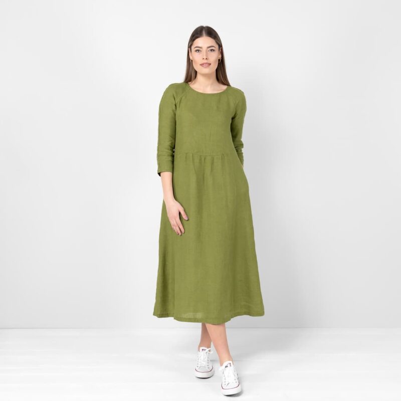 DELFINA Leinenkleid grün