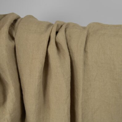 Leinenstoff gelblichbraun gewaschen, zum Nähen von Kleidung und Heimtextilien passend