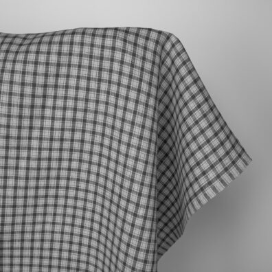 Leinenstoff in feinen grauen Karos, 150cm breit, Meterware