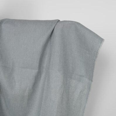 Leinenstoff taubenblau-weiß gestreift