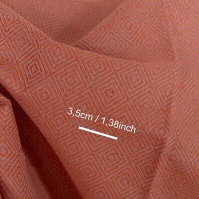 Leinen-Baumwollstoff in flieder-orangem Diamantmuster