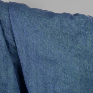Leinenstoff grün-blau doppelseitig gewaschen, weich, geschmeidig
