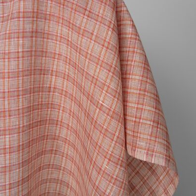 Leinenstoff mit orange Karos 150cm breit, Meterware