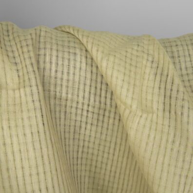 Leinenstoff grünlichgelb mit durchsichtigen Karos 150cm breit, Meterware