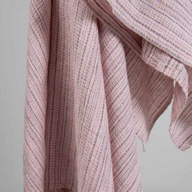 PURO Leinenhandtuch rosa gestreift Waffelpikee
