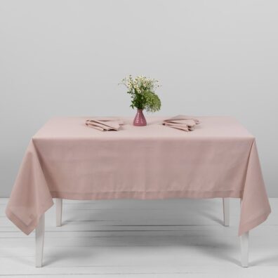 LUNA Halbleinen Tischdecke altrosa