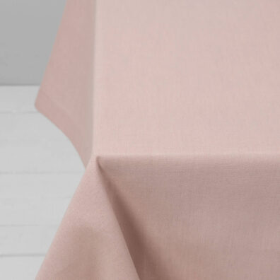 LUNA Halbleinen Tischdecke altrosa mit 4cm breitem Umschlagsaum