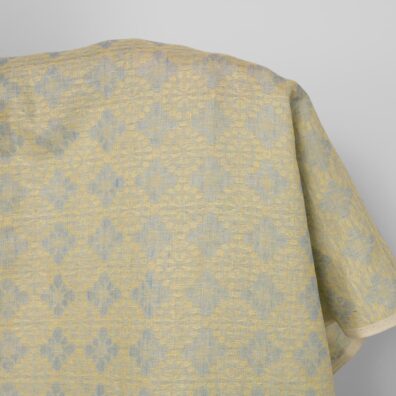 Leinenstoff mit blau-gelbem Muster 150cm breit