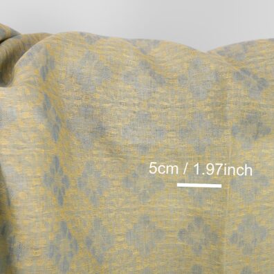 Leinenstoff mit blau-gelbem Muster, Jacquard