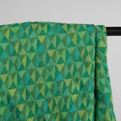 MOLI Leinentuch grün, Jacquard mit geometrischem Muster