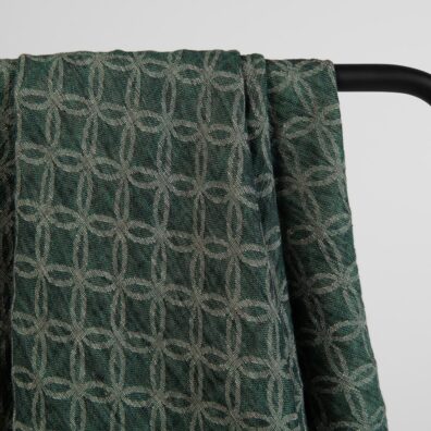 VIRGO Leinentuch grün, zweischichtiger Jacquard mit geometrischem Muster