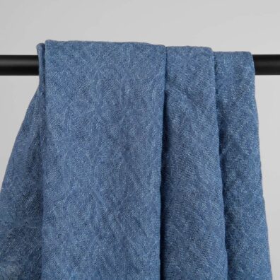 VIRGO Leinentuch hellblau, zweischichtiger Jacquard mit geometrischem Muster