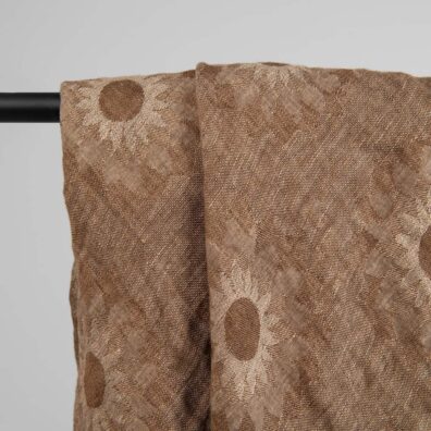 SUNA Leinentuch braun-beige mit Blumen, Jacquard