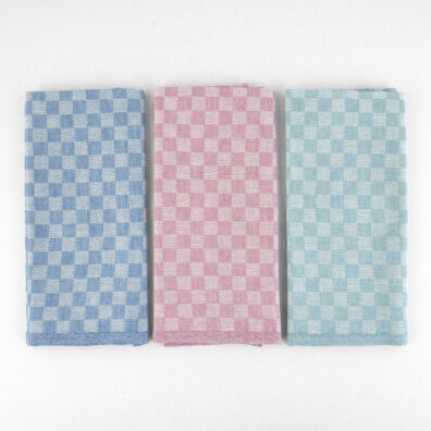 Halbleinen Küchentücher-Set 3tlg. flieder, aquamaringrün, blau kariert