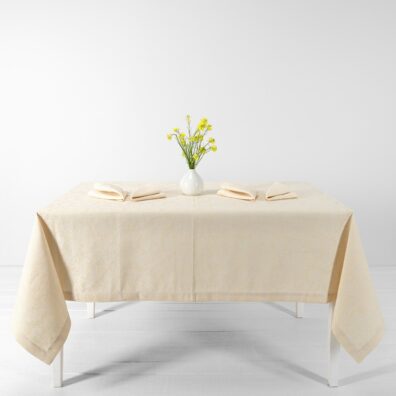 FLORA Halbleinen Tischdecke creme