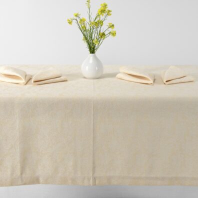 FLORA Halbleinen Tischdecke creme Jacquard