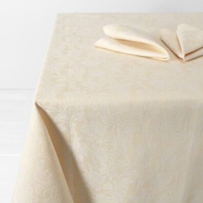 FLORA Halbleinen Tischdecke creme-weiß