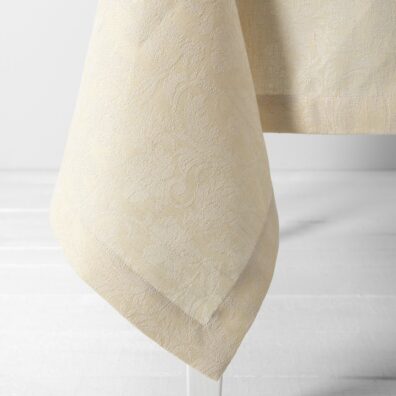 FLORA Halbleinen Tischdecke creme mit Umschlagsaum 4cm breit