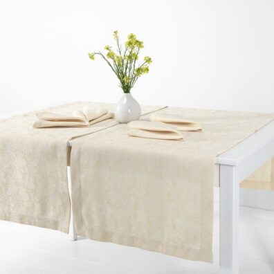 FLORA Halbleinen Tischläufer creme