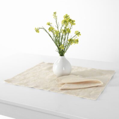 FLORA Halbleinen Tischset creme Jacquard mit eingewebtem Blumenmotiv