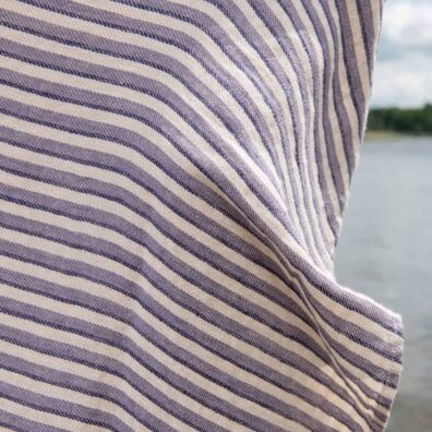 CUBA Leinenstrandtuch violett-dunkelblau-beige gestreift