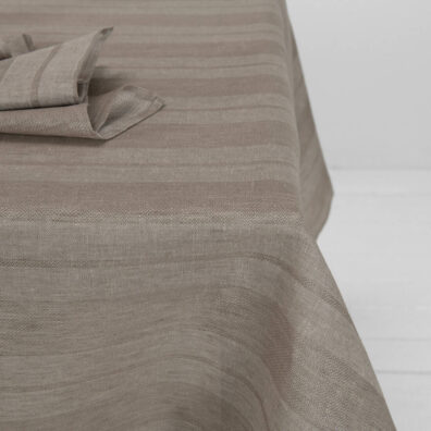 ISLA Leinen Tischdecke beige meliert gestreift